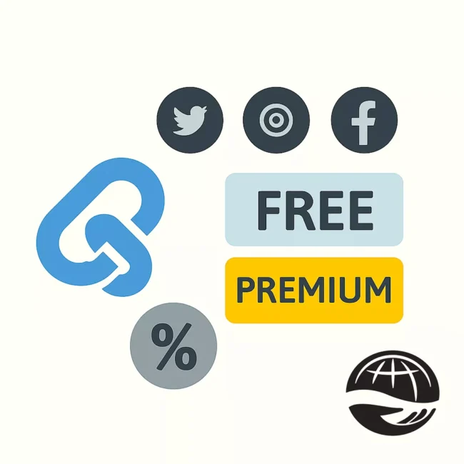 تصویر آیکون لینک آبی، نماد درصد کمیسیون، و نماد شبکههای اجتماعی (توییتر، اینستاگرام، فیسبوک) در یک ترکیب دیجیتال، نشاندهنده سیستم همکاری در فروش آسان گزین